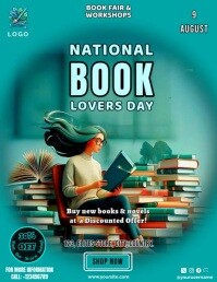 Aqua Maximalist National Book Lovers Day Flyer (us Letter) template