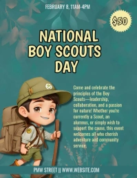 Aqua Maximalist National Boys Scouts Day Flyer (us Letter) template