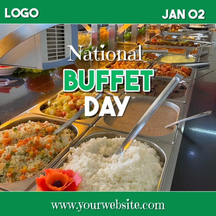 Aqua Maximalist National Buffet Day Instagram Post Template | PosterMyWall