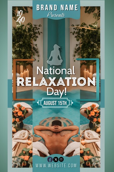 Relaxation Posts Aqua Maximalist National Relaxation Day Post Template | PosterMyWall