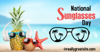 Aqua Maximalist National Sunglasses Day Online Design Flyer/template  Facebook Ad