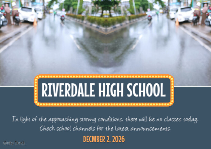 Aqua Maximalist No Classes Today, Class Suspension Announcement Postcard Cartolina template