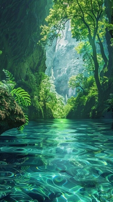 Aqua Maximalist Ocean View  Digital Display (9:16) template