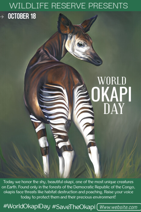 Aqua Maximalist Okapi Day Poster Template | PosterMyWall