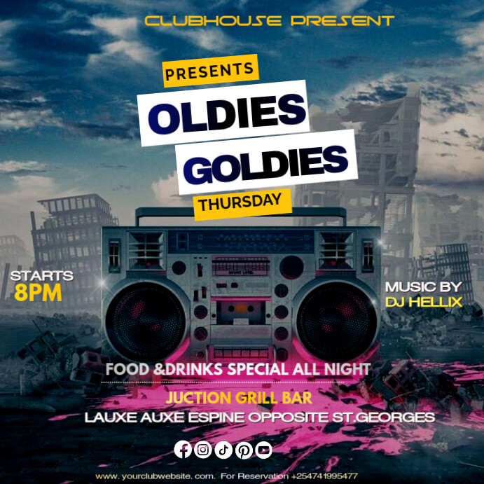 Aqua Maximalist Oldies Goldies Thursday Night Party  Instagram Post template