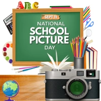 Aqua Maximalist Orange national School pictures day Instagram Post template