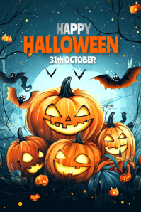 Turkusowy Halloween Celebration Affiche Template