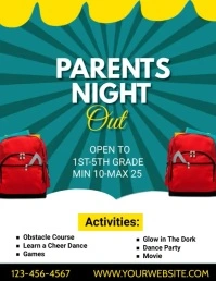 Aqua Maximalist Parents Night Out Flyer (us L template