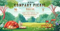 Aqua Maximalist Picnic In The Part Invitation Ad Flyer Desigh Facebook Shared Image template