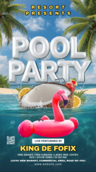 Aqua Maximalist Pool Party Instagram Story template