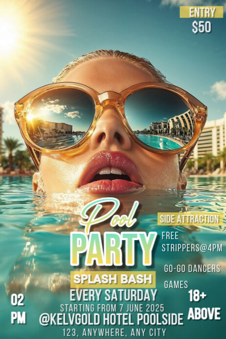 Plantilla de Turquesa Pool Party Pósters | PosterMyWall