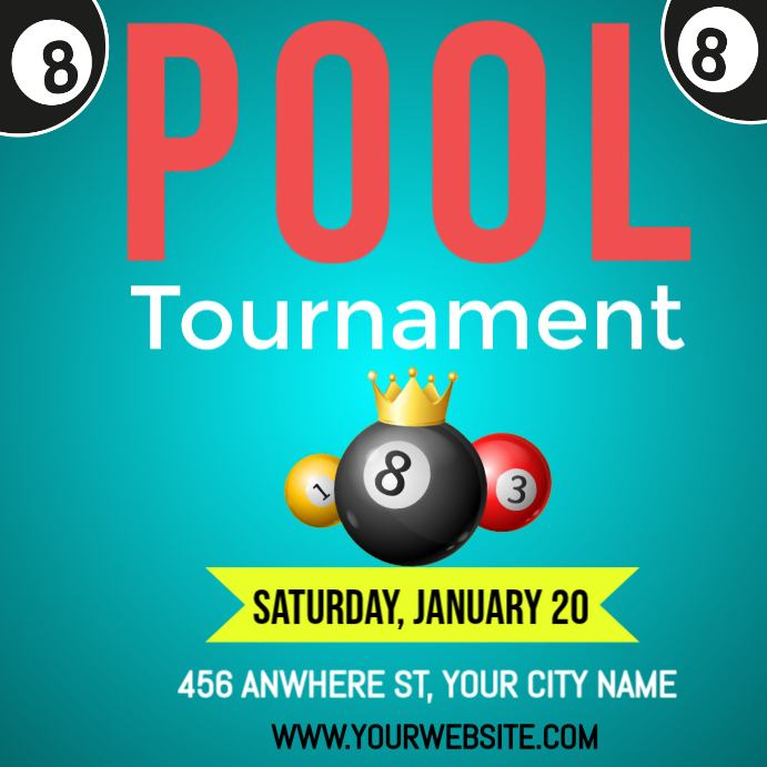 Aqua Maximalist Pool Tournament Instagram Post Template | PosterMyWall