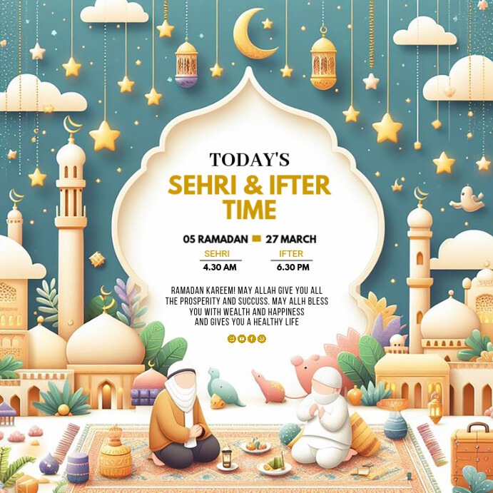 Aqua Maximalist Ramadan Ad Template Instagram Post