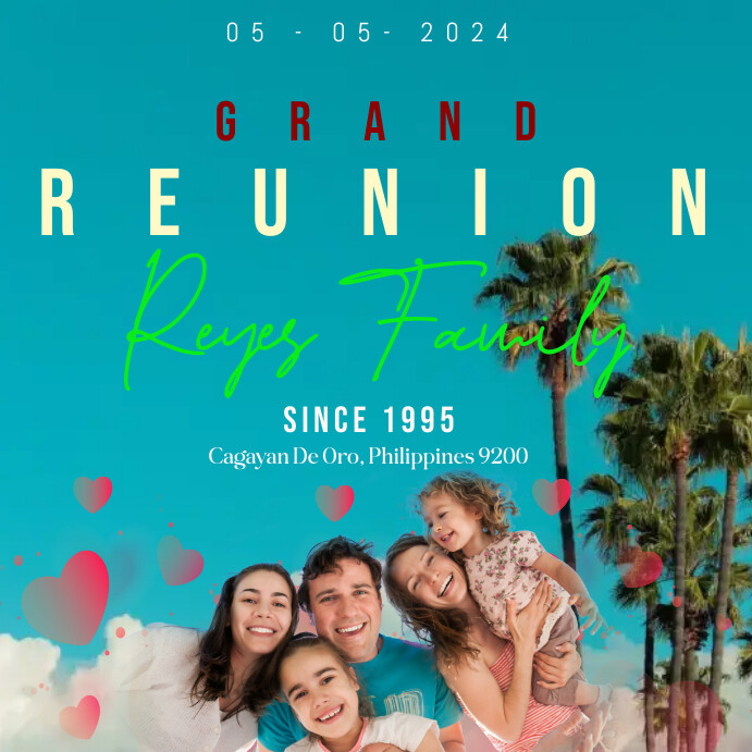 Aqua Maximalist Reunion Instagram Post Template | PosterMyWall