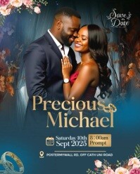 Aqua Maximalist Save The Date Flyer  Instagram Portrait template