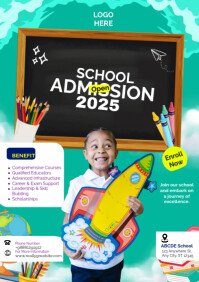 Aqua Maximalist School Admission A4 template