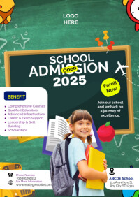 Aqua Maximalist School Admission A4 template