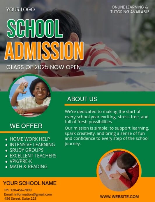 Aqua Maximalist School Admission  Flyer (us Letter) template