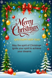 Aqua Maximalist Simple Merry Christmas And Happy New Year Best Wishes Template Design  Pinterest Gra