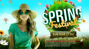 Turquoise Aqua Maximalist Spring Festival Landscape Flyer Template Digitalt display