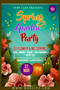Aqua Maximalist Spring Party Flyer  Pinterest Graphic template