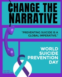 Aqua Maximalist Suicide Prevention Instagram Portrait template