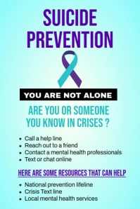 Aqua Maximalist Suicide Prevention Template Design Poster