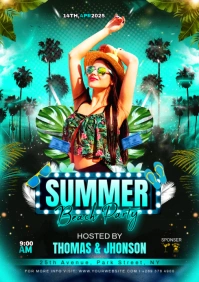 Aqua Maximalist Summer Beach Party A3 template