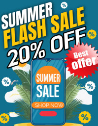 Aqua Maximalist Summer Flash Sale 20% Flyer (us Letter) template
