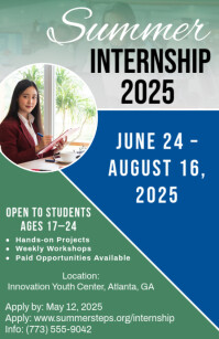 Aqua Maximalist Summer Internship Program 2025 Flyer  Tabloid template