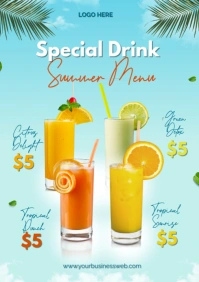 Aqua Maximalist Summer Menu A2 template