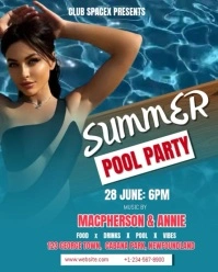 Aqua Maximalist Summer Pool Party Instagram Portrait template