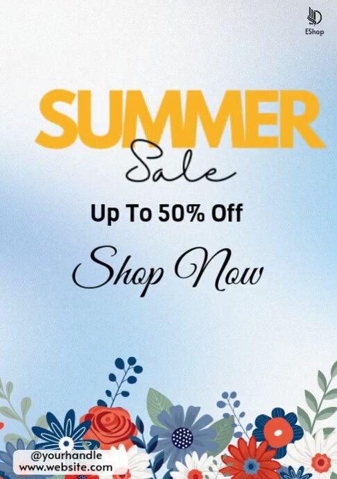 Aqua Maximalist Summer Sale  Discount Flyer Free A4 template