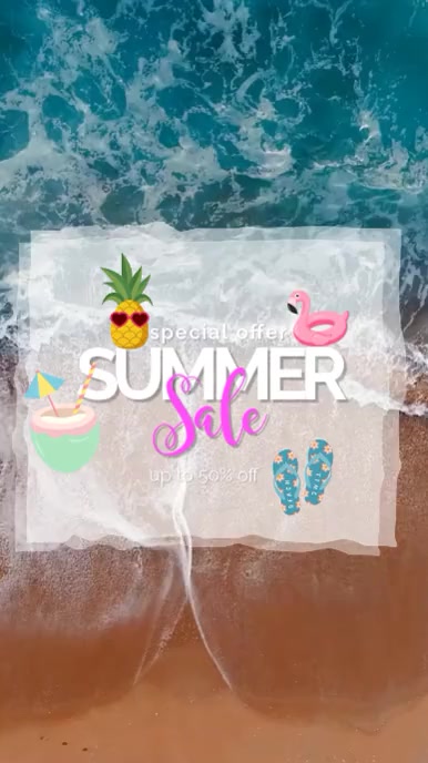 Aqua Maximalist Summer Sale Video Instagram Story template