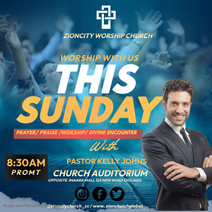 Copy of Aqua Maximalist Sunday Church Service Instagram Post | PosterMyWall