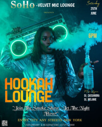 Aqua Maximalist The Image Is A Vibrant And Dynamic Poster For An Event Titled "hookah Lounge" Instag Instagram Portrait template