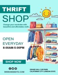 Aqua Maximalist Thrift Shop Promotion Template Flyer (us Letter) Volante (Carta US)