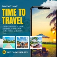 Aqua Maximalist Time To Travel Instagram Post Instagram-opslag template