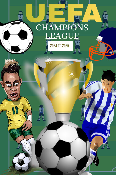 Aqua Maximalist Uefa Champions League Poster Template | PosterMyWall