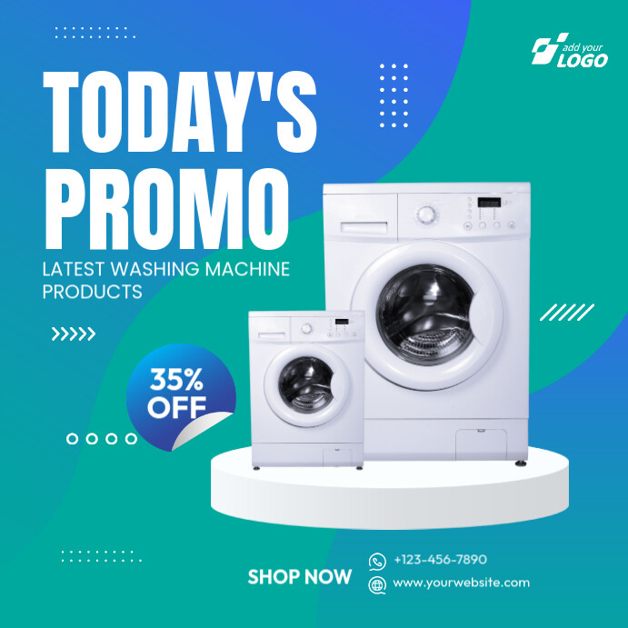Aqua Maximalist Washing Machine Sale, Instagram Post template