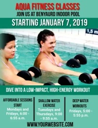 Aqua Maximalist Water Aerobics Classes Flyer template