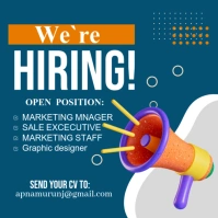 Aqua Maximalist We Are Hiring Flyers Poster  Instagram Post template