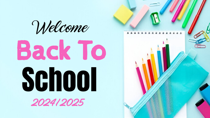 Aqua Maximalist Welcome Back To School Flyer Digitale Vertoning (16:9) template