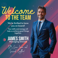 Aqua Maximalist Welcome To The Team Instagram Post template
