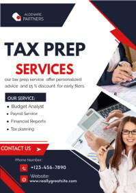 白色 Tax Prep Services A2 Template