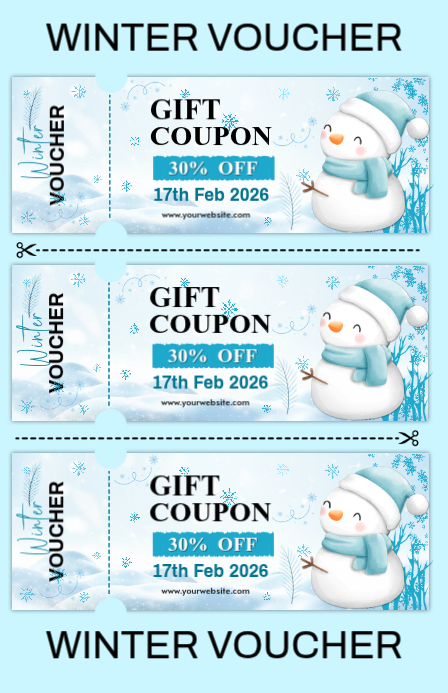 Aqua Maximalist Winter Gift Coupon Tabloid template