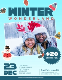 Aqua Maximalist Winter Wonderland Event Flyer Рекламная листовка (US Letter) template