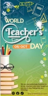 Aqua Maximalist World Teachers Day Flyer Roll Up Banner 3' × 6' template