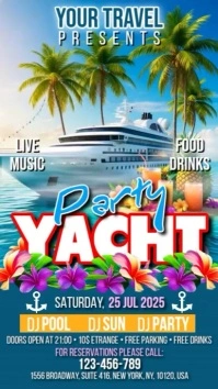 Aqua Maximalist Yacht Party Digital Display (9:16) template