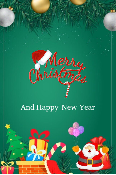 Aqua Merry Christmas And New Year Templates Online Greeting Cards ...